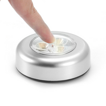 Load image into Gallery viewer, 3 LED Mini Touch Light Night Lights Wireless Stick-on Cabinet Lights Outdoor Car Lamp Hanging Wall Lamps Kitchen Wardrobe 3 pc