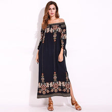 Load image into Gallery viewer, Floral Maxi Long Dress Slash Neck Fashion Elegant Vestidos 5XL Casual Party Sexy Shift Dresses Long Sleeve Clothes Plus Size New