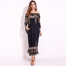 Load image into Gallery viewer, Floral Maxi Long Dress Slash Neck Fashion Elegant Vestidos 5XL Casual Party Sexy Shift Dresses Long Sleeve Clothes Plus Size New