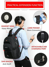 Load image into Gallery viewer, Men's Water Resistant Backpack with USB Charging &amp