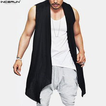 Load image into Gallery viewer, New Summer Men's Vest Long Style Vest Jacket Punk Gothic Sleeveless Shawl Waistcoat Cardigan Coat Irregular Hem Hip Hop Clothes
