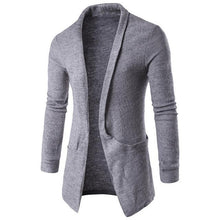 Load image into Gallery viewer, Classic Men Sweater Open Stitch Fashion Cardigan Autumn Winter Long Sleeve Lapel Neck Sweaters Cardigan Grey Outwear Men Clothes