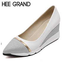 Load image into Gallery viewer, HEE GRAND Women's Wedges Pumps Women Slip-on Shoes Pointed Toe Woman Solid Shoes Slip-on Ladies Shoes 34-39 XWD6440