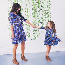 Load image into Gallery viewer, Mom&Me Lady Half Sleeve Floral Print Dress Family Outfits Clothes