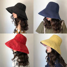 Load image into Gallery viewer, Sun hat summer female solid color big hat Japanese basin hat tide cloth hat sun hat sunscreen folding
