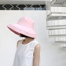 Load image into Gallery viewer, Sun hat summer female solid color big hat Japanese basin hat tide cloth hat sun hat sunscreen folding
