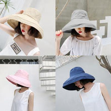 Load image into Gallery viewer, Sun hat summer female solid color big hat Japanese basin hat tide cloth hat sun hat sunscreen folding
