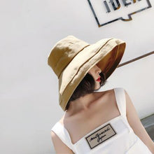 Load image into Gallery viewer, Sun hat summer female solid color big hat Japanese basin hat tide cloth hat sun hat sunscreen folding
