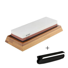 Load image into Gallery viewer, Professional Kitchen Knife Sharpener Stone Double Side White Corundum Whetstone Grindstone Japanese Sharpening Tool Bamboo Base
