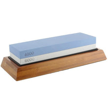 Load image into Gallery viewer, Professional Kitchen Knife Sharpener Stone Double Side White Corundum Whetstone Grindstone Japanese Sharpening Tool Bamboo Base
