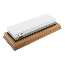 Load image into Gallery viewer, Professional Kitchen Knife Sharpener Stone Double Side White Corundum Whetstone Grindstone Japanese Sharpening Tool Bamboo Base
