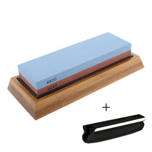 Load image into Gallery viewer, Professional Kitchen Knife Sharpener Stone Double Side White Corundum Whetstone Grindstone Japanese Sharpening Tool Bamboo Base
