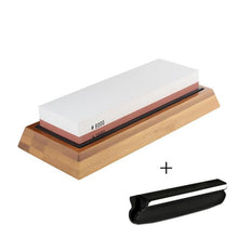 Load image into Gallery viewer, Professional Kitchen Knife Sharpener Stone Double Side White Corundum Whetstone Grindstone Japanese Sharpening Tool Bamboo Base
