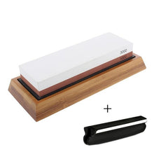 Load image into Gallery viewer, Professional Kitchen Knife Sharpener Stone Double Side White Corundum Whetstone Grindstone Japanese Sharpening Tool Bamboo Base
