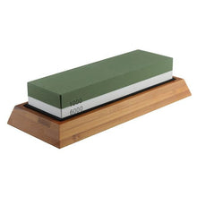 Load image into Gallery viewer, Professional Kitchen Knife Sharpener Stone Double Side White Corundum Whetstone Grindstone Japanese Sharpening Tool Bamboo Base
