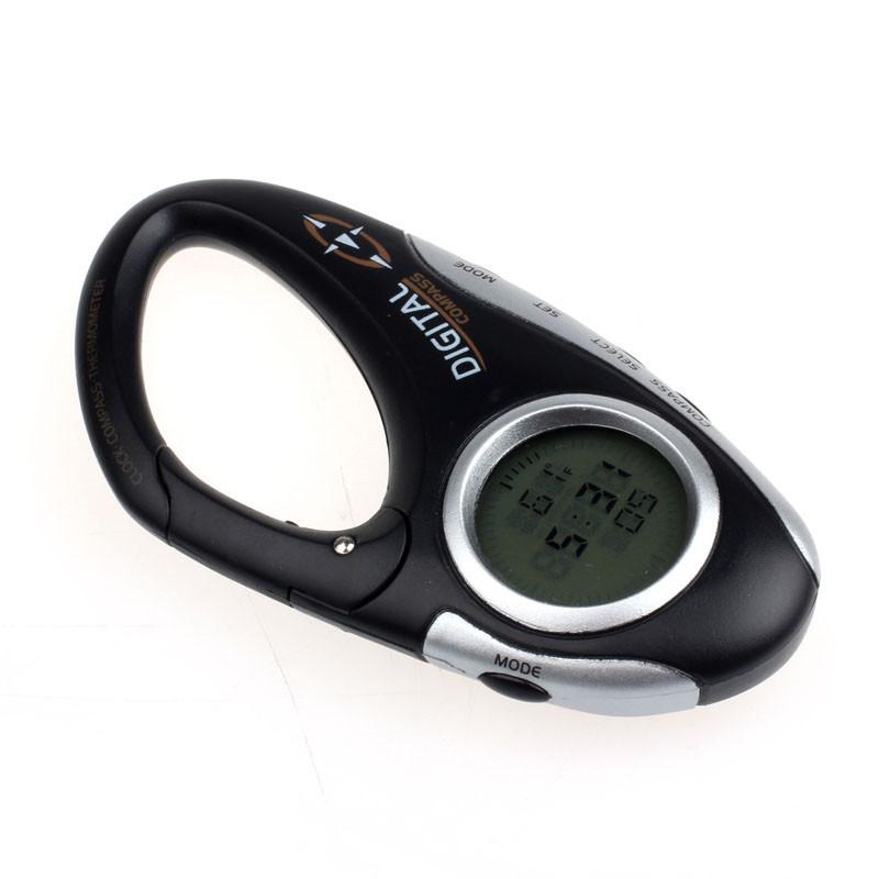 Outdoor Travel Pocket Multi Tools Digital Compass Carabiner with Thermometer And Clock