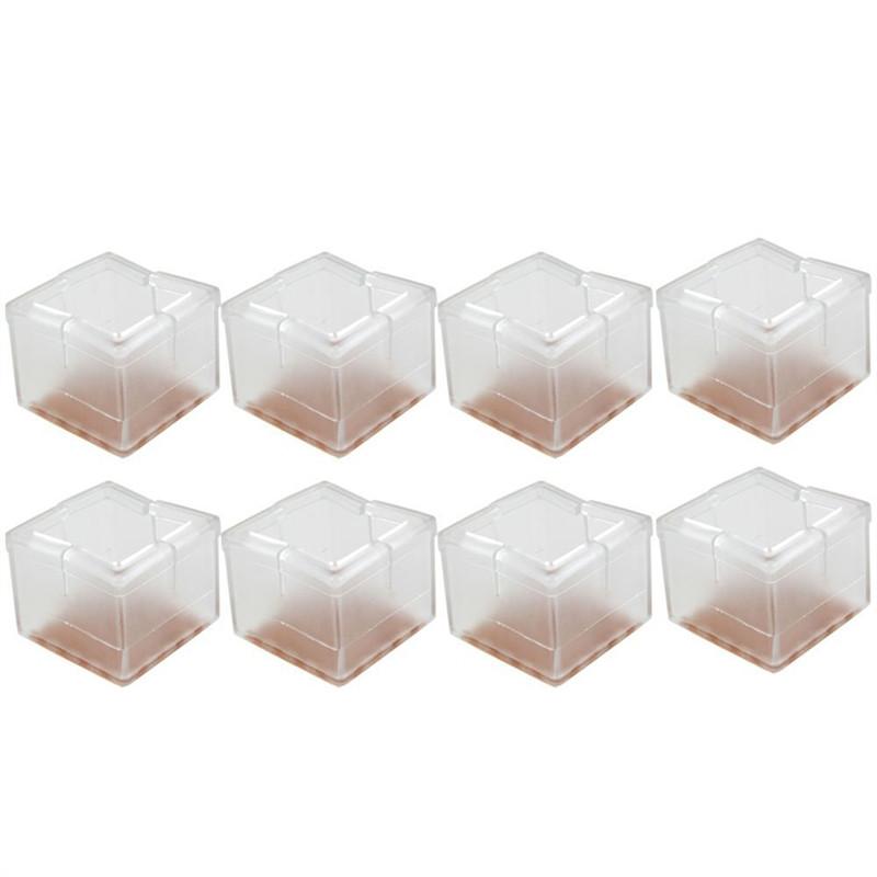 32pcs Square Silicone Chair Leg Caps Feet Pads Furniture Table Covers Wood Floor Protectors