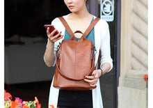 Load image into Gallery viewer, Women&#39;s Leather Anti Theft Backpack
