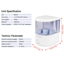 Load image into Gallery viewer, Soap Dispenser Battery Powered 600ml Wall-Mount Automatic IR Sensor Touch-free Kitchen Soap Lotion Pump for Kitchen Bathroom
