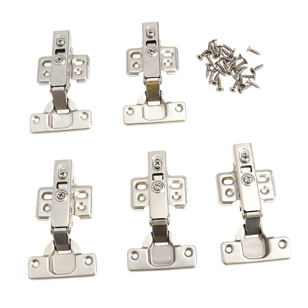 5 PCS 1.2mm Thickness Steel Face Frame Mounting Furniture Hinges Hydraulic Concealed Full Overylay Hinges with 30 PCS Screws for Kitchen Cabinet Door Furniture