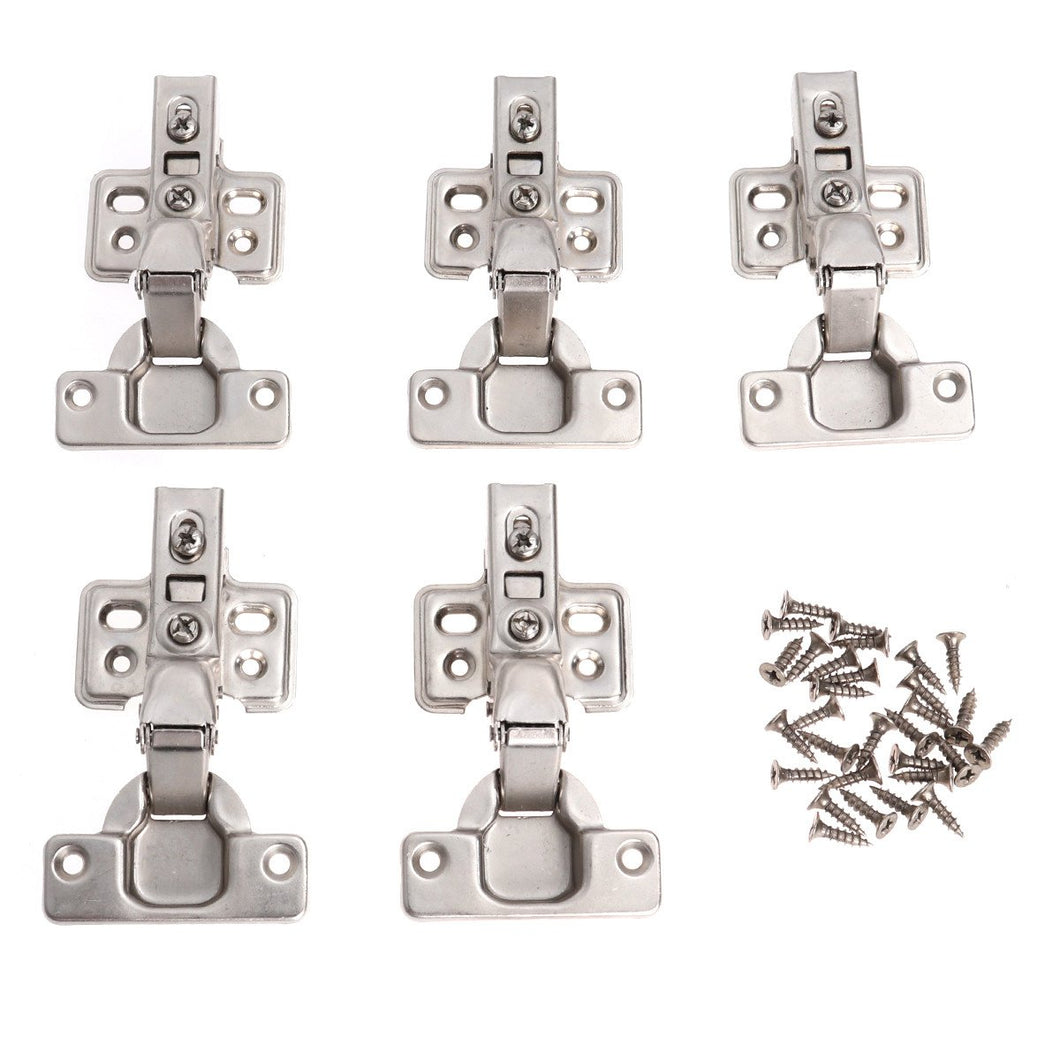 5 PCS 1.2mm Thickness Steel Face Frame Mounting Furniture Hinges Hydraulic Concealed Insert Hinges with 30 PCS Screws for Kitchen Cabinet Door Furniture