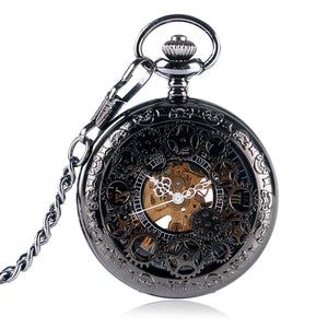 Exquisite Pocket Watch, Mechanical Hand Wind Pocket Watch for Men, Hollow Gear Design Roman Numerals Pocket Watch Gift