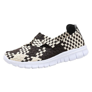 Fashion Women Flats Shoes Woven Breathable Shoes Casual Running Shoes