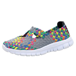 Fashion Women Flats Shoes Woven Breathable Shoes Casual Running Shoes