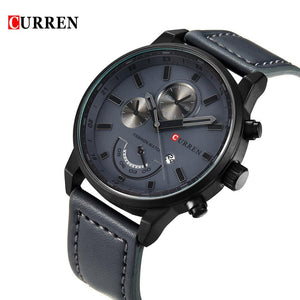 CURREN New Brand Fashion Quartz Men Watch PU Leather W/ Calendar 3ATM Water-resistant Man Casual Wristwatch