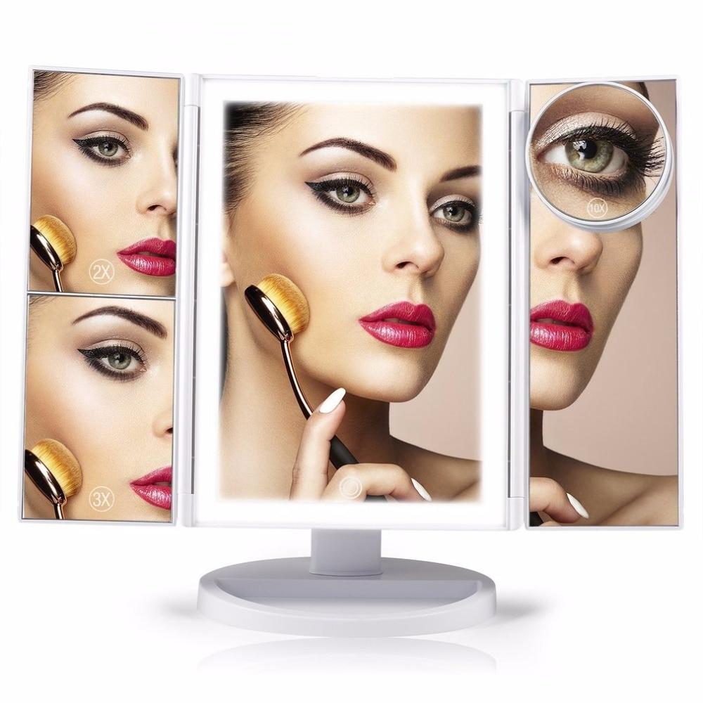 Compact Size 180 Degree Rotation 36LED Facial Makeup Mirror Tabletop Desktop Cosmetic Make up Mirror With Magnification