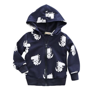 Infant Toddler Baby Boys Girls Cartoon Dinosaur Hooded Zipper Tops Clothes Coat