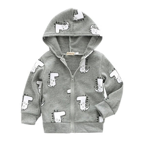 Infant Toddler Baby Boys Girls Cartoon Dinosaur Hooded Zipper Tops Clothes Coat