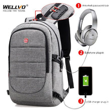 Load image into Gallery viewer, Men&#39;s External USB Charging Backpack &amp; Headphone Plug - Anti Theft - Large Laptop Bag

