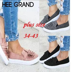 HEE GRAND 2018 New Women Flats Women Causal Slip-on Fashion Sneaker Solid Color Flat Loafer Soft Elegant Mujer Shoes XWD6999