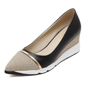 HEE GRAND Women's Wedges Pumps Women Slip-on Shoes Pointed Toe Woman Solid Shoes Slip-on Ladies Shoes 34-39 XWD6440