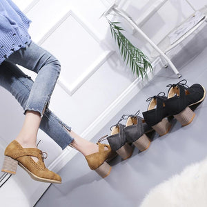 HEE GRAND 2019 Spring Women Fashion Heel Pumps Square Toe Lace UP Square Heel Ladies Elegant Platform Comfortable Shoes XWD7213