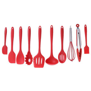 10Pcs/Set Silicone Kitchen Cooking Utensils Set Not Sticky Pot Heat Resistant Spoon Shovel Ladle Spatula Kitchenware Baking Tool