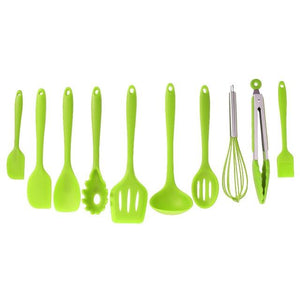 10Pcs/Set Silicone Kitchen Cooking Utensils Set Not Sticky Pot Heat Resistant Spoon Shovel Ladle Spatula Kitchenware Baking Tool