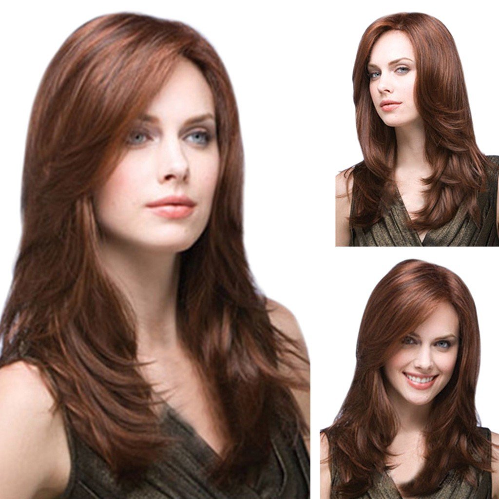 Long Wavy Synthetic Wig Brown Natural Full Wigs Cosplay Hair For Women